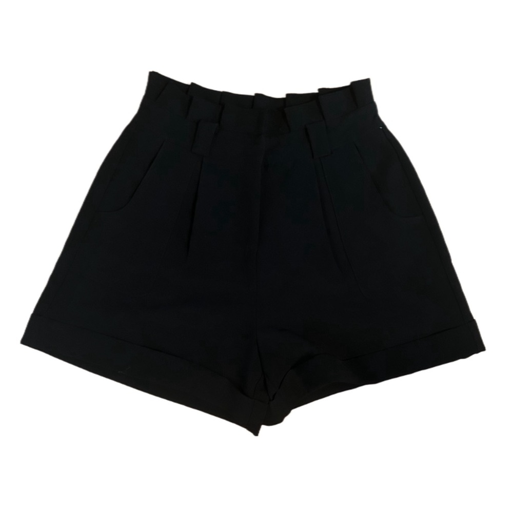 High Rise Black Pleated Cuff Shorts. NWT!